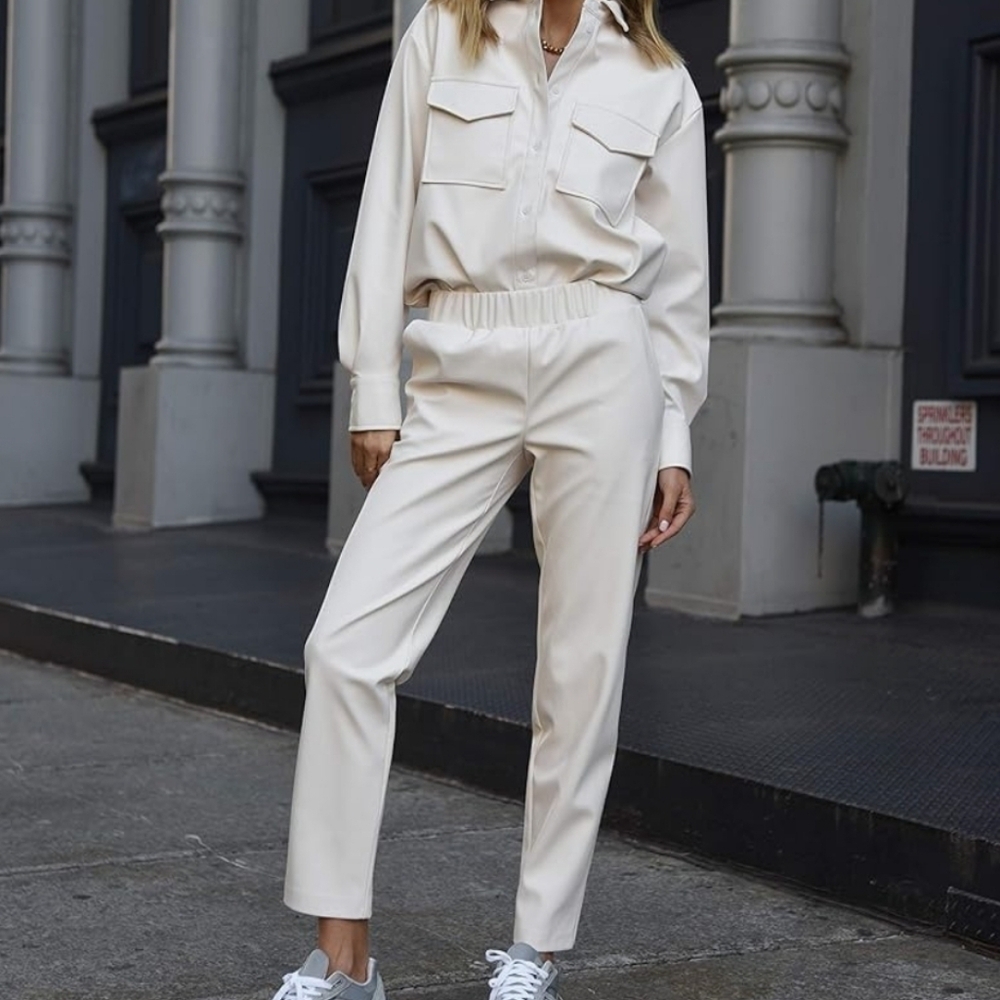 The Drop @Lisadnyc Vegan Leather Pull-On Ivory Jogger Size Womens Medium NEW
